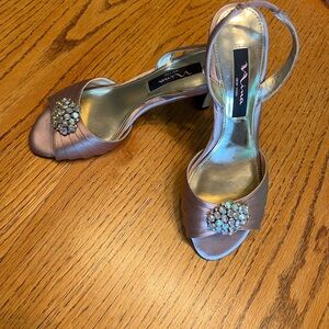 Nina ShoesRose gold Strappy Heels with Embellishments
